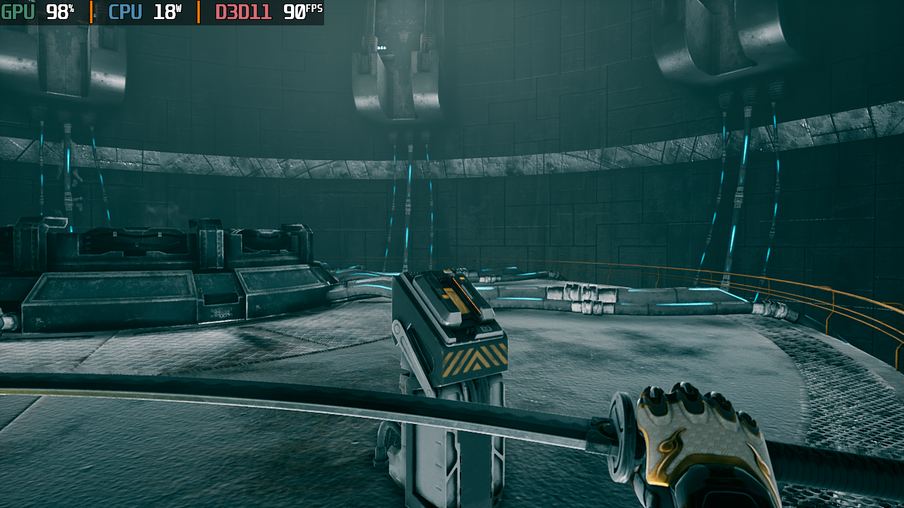Handheld Companion performance overlay showing GPU, CPU, graphics API and FPS in a PC game